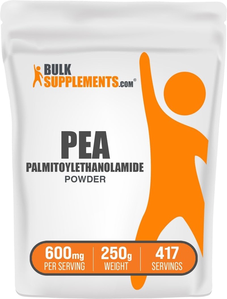 Bulkaddiments.com Palmitoylethanolamid Powder - Pea Supplement, Palmitoylethanolamid til Immune Support - Gluten Free, 600mg per servering, 250g (8,8 oz) (pakning med 1)