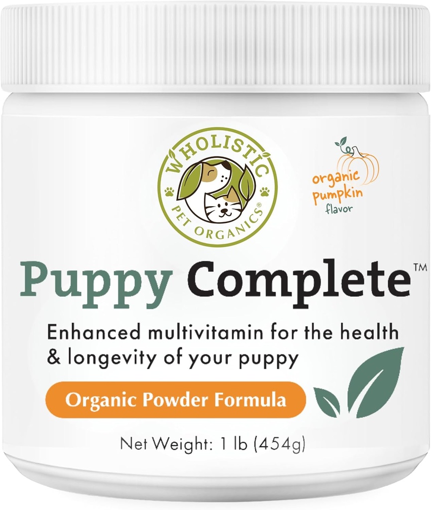 Wholistic Pet Organics Puppy Complete - Dog Multivitamin Powder - 1 Lb - Daily Dog Vitamins & Supplements for Homemade Food - Immune System, Skin, Coat & Overall Health - Small and Large Breed Puppies