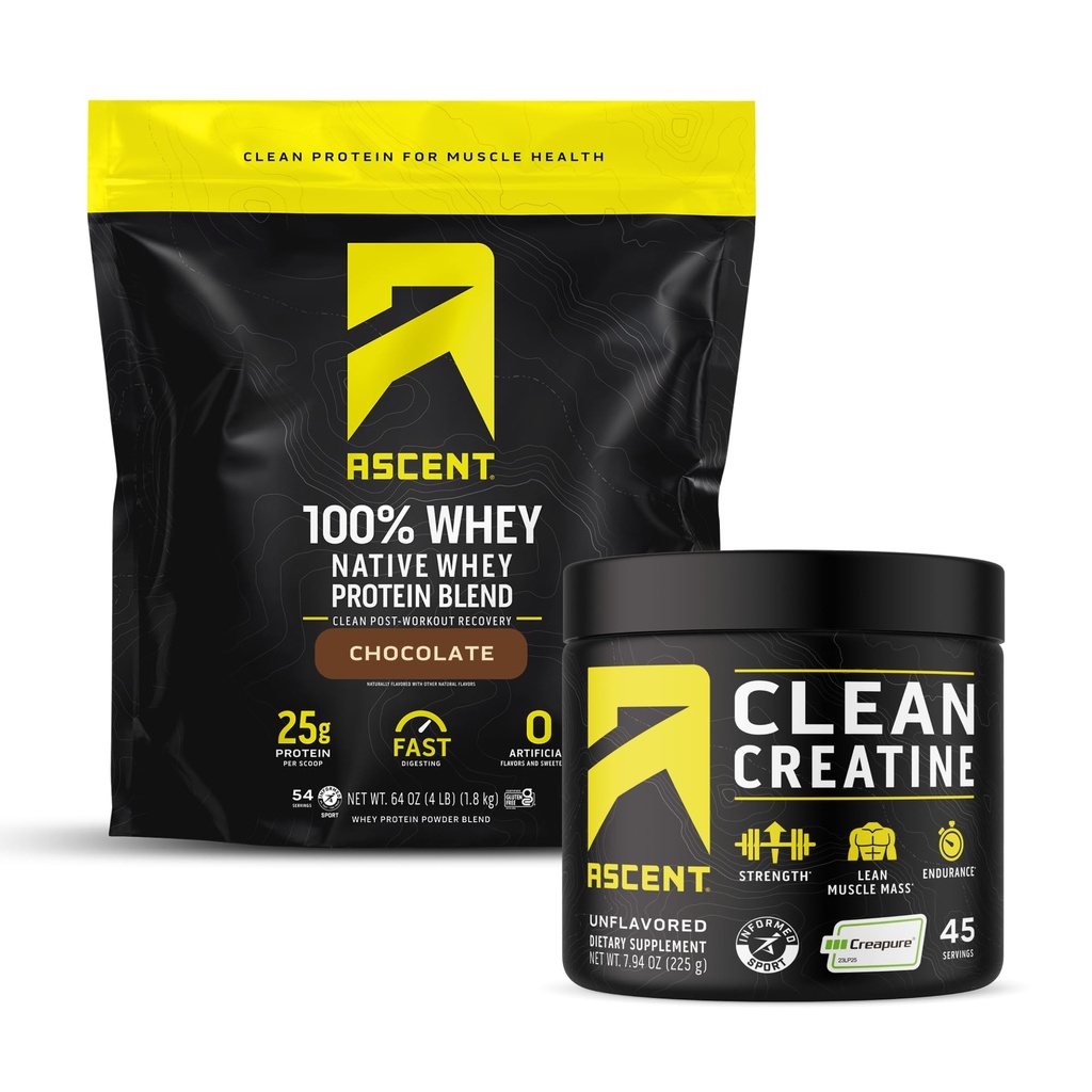 Duft 100% Whey Protein Powder, Chokolade 4 LB & Creatin Monohydrat Powder, Unflavored 45 Serveringer