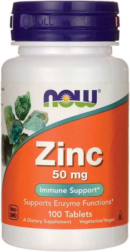 Now Foods Zinkgluconat, 100 tabletter / 50 mg