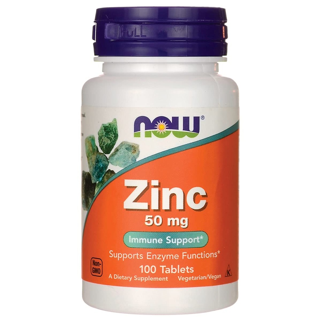 Now Foods Zinkgluconat, 100 tabletter / 50 mg