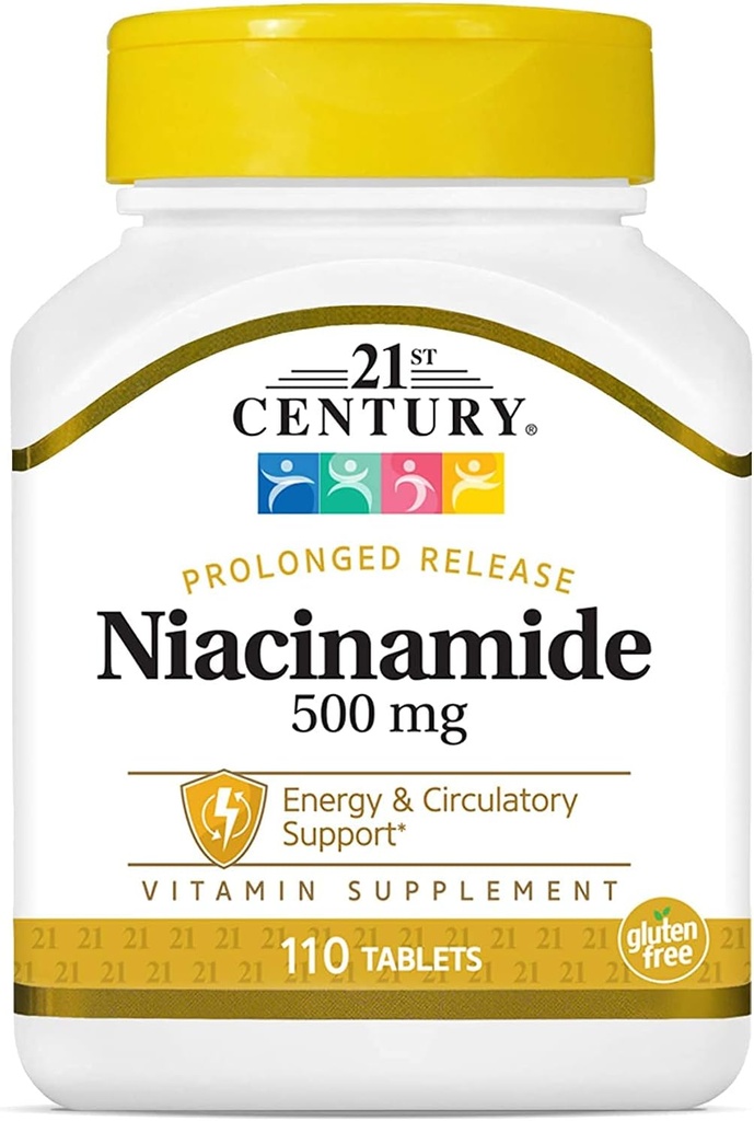 21. århundrede Niacin 500 Mg Flush Free Capsules, 110- Count (pakke med 3)