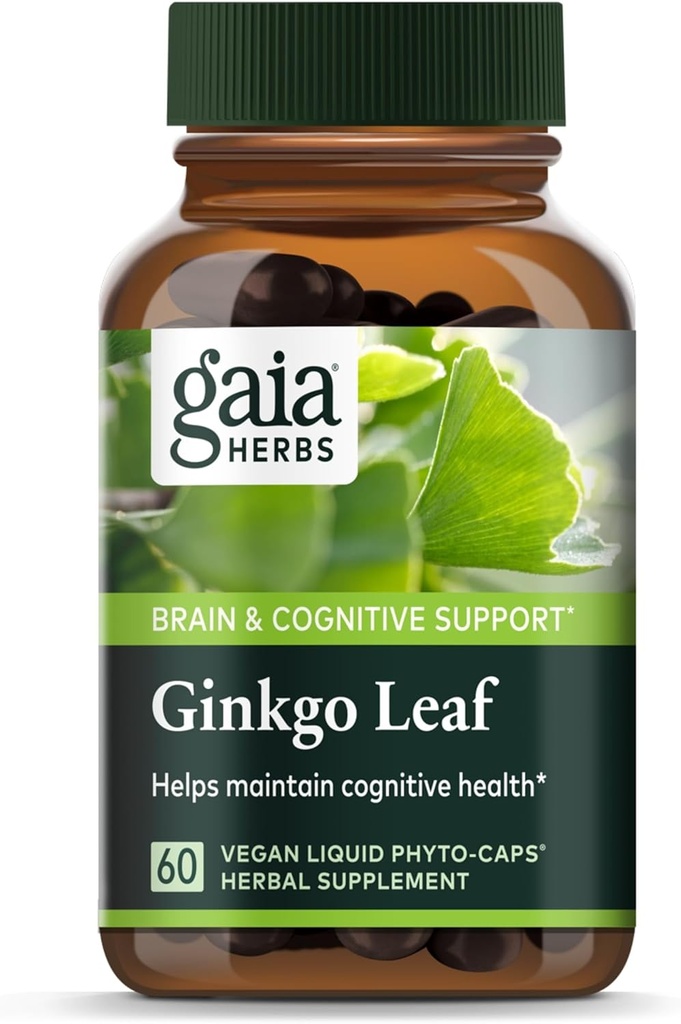 Gaia urter Ginkgo Leaf - Traditionelt bruges til at støtte sund cirkulation og hjerne funktion * - Urtetilskud - 60 Vegansk flydende Phyto- kapsler (20-dages forsyning)