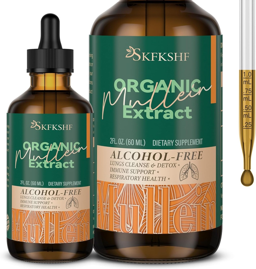 Mullein Drops til Lungs, Mullein Leaf Herbal Blend Uddrag, Naturlige Lungs Support Supplement til Lungs Rensning og Respiratoriske Lung Sundhed 94