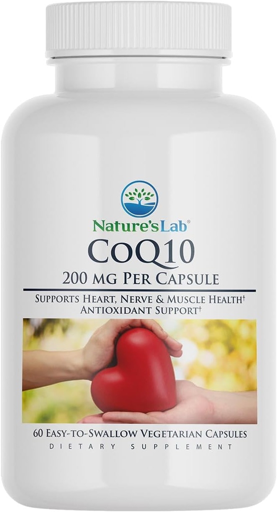 Nature 's Lab CoQ10 200mg Nutritional Supplement - Understøtter hjerte, nerve og muskel sundhed * - 60 greve (2 måneder Tilgang)