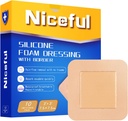 Silikone Skum Klædning 3x3 i (7.5x7.5cm), Høj Absorbency Bed Sore Bandages Sårpleje Klædning, Vandtæt Silikone Bandager for Følsomme Skin Sårpleje (10 stk)