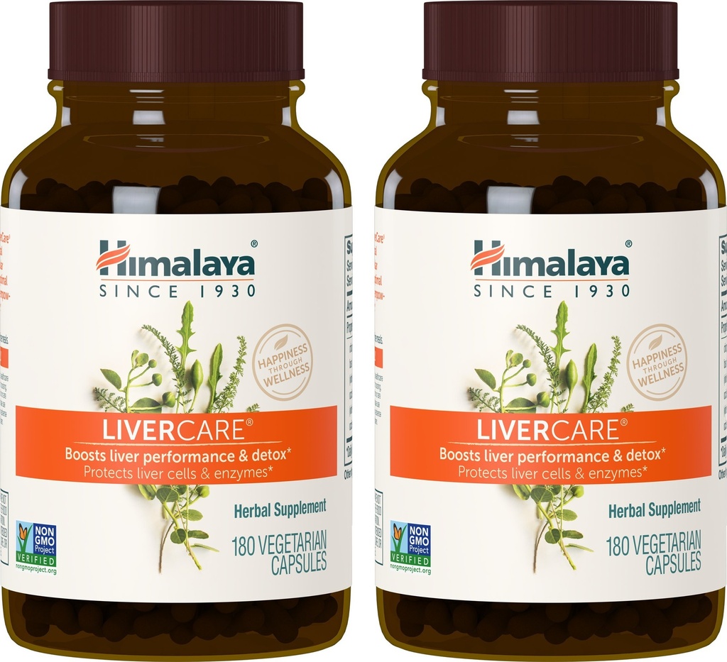 Himalaya LiverCare, 180 Day Supply - Urte Lever Support Promotion Waste Elimination, Lever Cleanse, Detox, og Bile Production - Vegan, Non- GMO, Gluten Free, 375 mg, 90 Kapsler (Pack of 2)