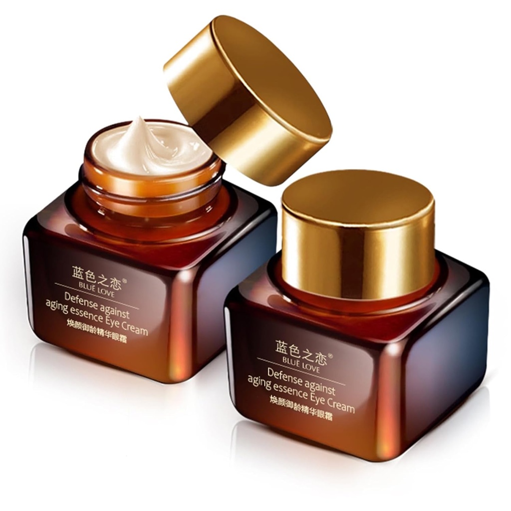 BLUE KÆRLIGHED 2PCS Anti- Aging Eye Cream - Reducerer mørke cirkler & Puffiness Under- Eye Tasker - Fugtgivende & Fast- Absorbing Wrinkle Behandling for mænd og kvinder