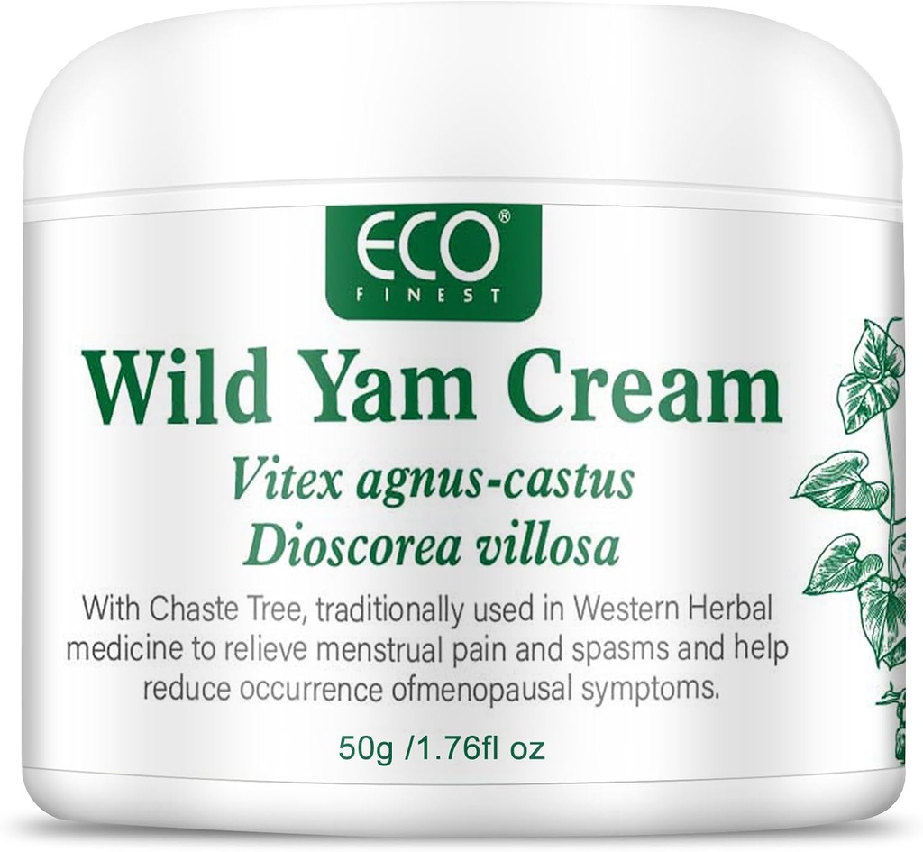 WFDL Wild Yam Cream for Hormone Balance, Økologisk Yam Cream med Chasteberry, Aloe & Vitamin E for Menopause Relief, Sodes Night Sweats & Hot Flashes, Eases Mood Swings (1.76 OZ)