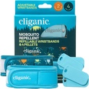 Cliganic Mosquito Repellent Pack (2 armbånd + 4 fyldte peller) - justerbar, Natural DEET- Free, Essential Oil Infured