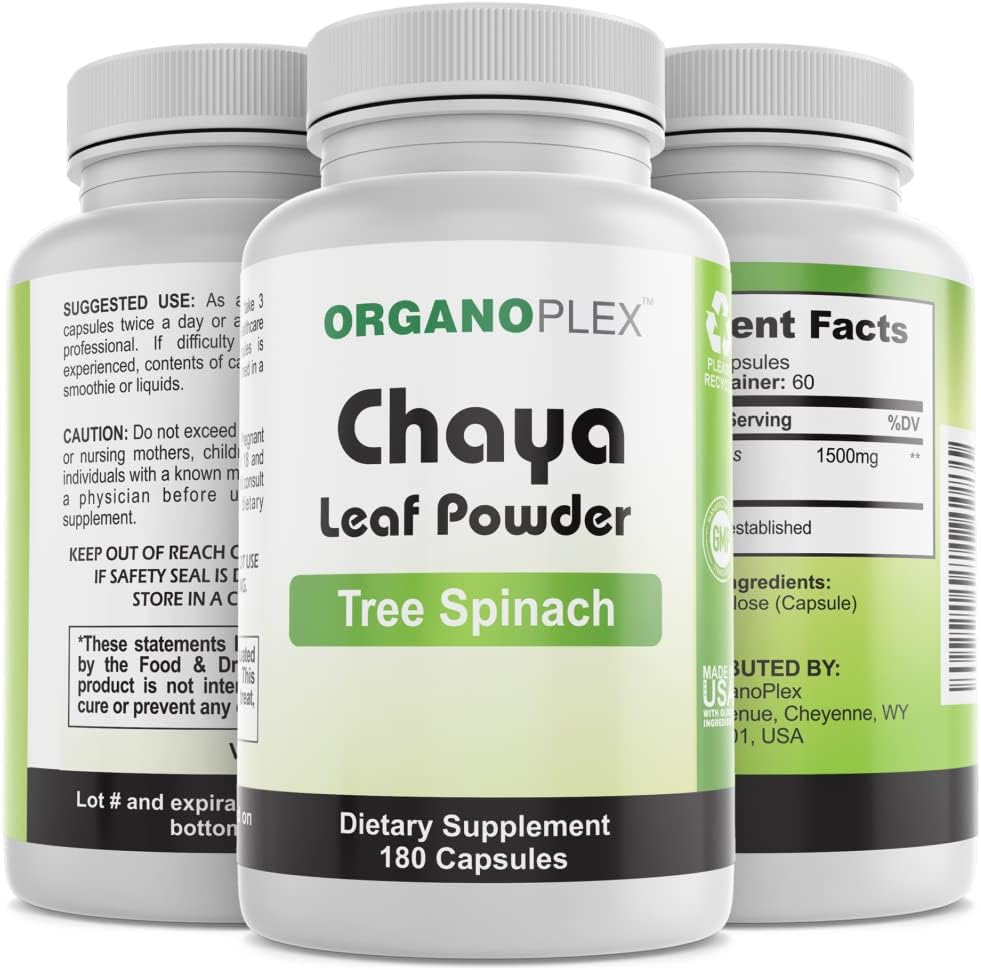 ORGANOPLEX - Chaya (Tree Spinach) - Leaf pulver - 180 Veggie kapsler