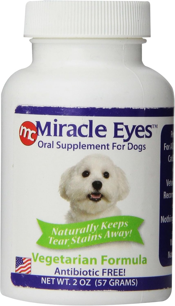 Miracle Care Miracle Eyes Oral supplement til hunde, 2 Ounce, Probiotika til at reducere tåre hænder, Vegetarisk, Antibiotisk fri