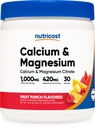 Nutricost Calcium Magnesium Powder (Fruit Punch, 30 Servere) - Knoglestøtte, Non- GMO, Gluten Free (fra Calcium Citrat og Magnesium Citrat)