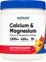 Nutricost Calcium Magnesium Powder (Fruit Punch, 30 Servere) - Knoglestøtte, Non- GMO, Gluten Free (fra Calcium Citrat og Magnesium Citrat)