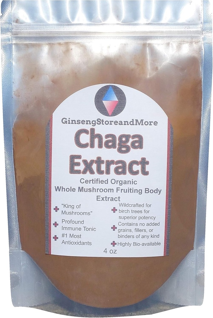4oz Organic Chaga Mushroom Extrahered from Wildcrafted Sibirisk Chaga Sclerotium from Nammex Shux 124; > 8% Beta- Glucans against 124; Inonotus Obliquus against 124; β- Glucans for Energy, Antioxidants, immunsystem