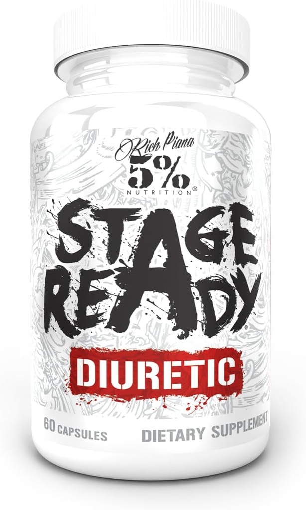 5% Nutrition Stage Ready Diuretic Medical 124; Extra Strength Competition Diuretic Diuretic Medical 124; Hurtig fungerende vægt Cut, vand retention & Bloat Relief Medical 124; Natural Formel w / Mælkebøtte Root, Shavegrass, Uva Ursi (60 piller)