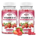 B12-vitamin Complex Gummies - 5000 mcg methylcobalamin med jern, C-vitamin, D3 & Folate, energistøtte & Metabolisme, immunforsvar, B-12 tyggetabletter til mænd og kvinder, Strawberry Flavor, 2 Pack