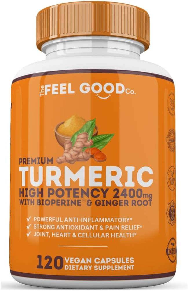 The Feel Good Turmerisk Circumin 2400mg 95% Curcuminoids med BioPerine Note 124; Turmerisk tillæg for hjerne & fælles støtte
