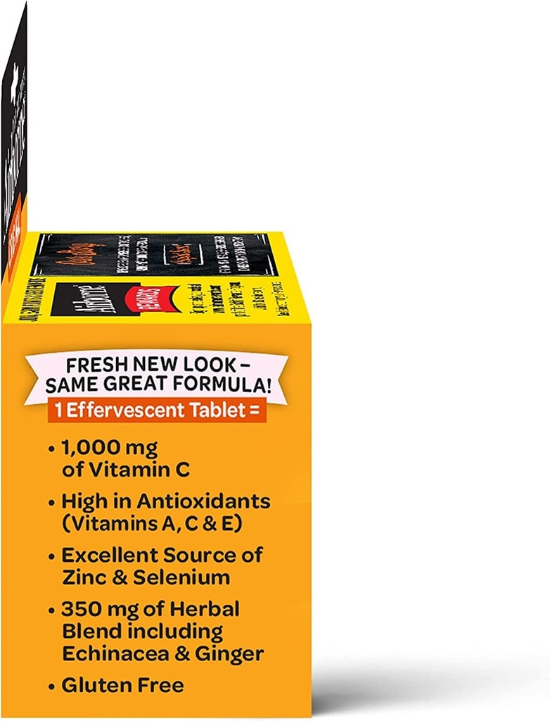 Airborne 1000mg C-vitamin med Zink Effervescent tabletter, immunforsvar supplement med kraftige antioxidanter Vitamin A C & E - 10 Fizzy drik tabletter, Zirty Orange Flavor (Zirty Orange (pakke med 3))