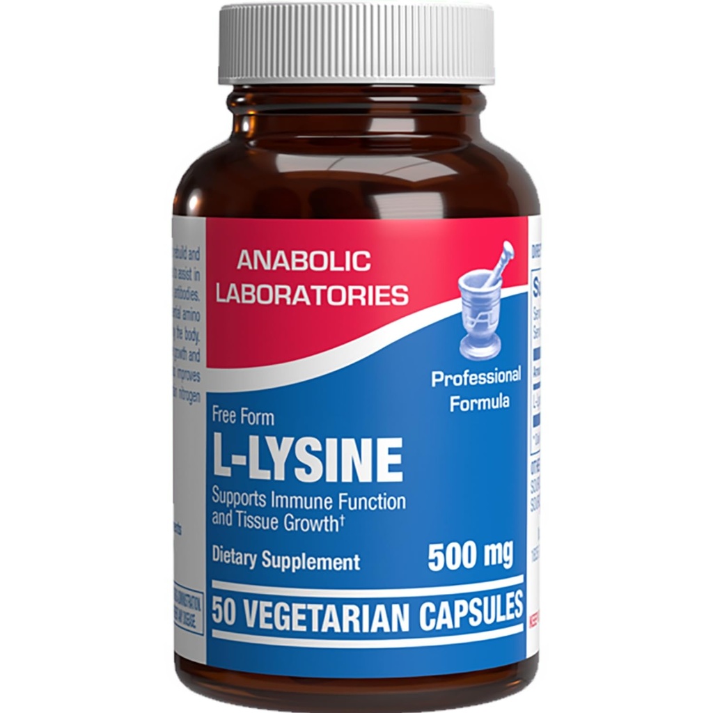 L Lysin 500 mg kapsler til voksne - Klinisk formel L- lysin supplement til Gut Skin og Lip Health Plus immunforsvar - Vegetarisk nonGMO & Lavet i USA i cGMP faciliteter - 50 Servering