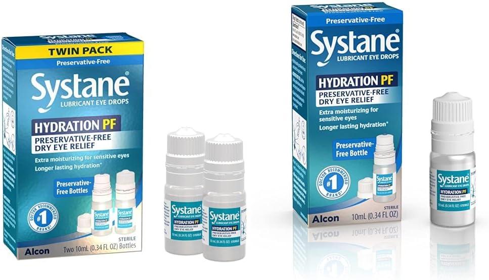Systane Hydration Multi- dosis Preservative- Free Eye Drops Tør Øje Relief Twin Pack (2x10ml) & Hydration Pf Smøremiddel Eye Drops 10ml