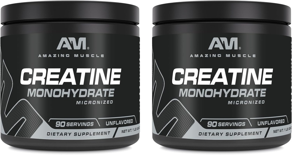 Amazing Muscle Mikronized Creatinine Monohydrat Mex124; 90 Servering Mex124; 5000 Mg pr Servering Mex124; 1 Lb (454 Grams) Mex124; Ideel Pre & Post Workout Supplement 124; Unflavored (2 Pack, 1 Lb Mex124; Unflavored)
