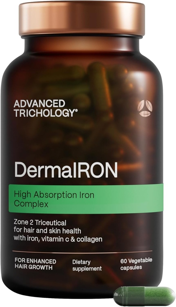 Derma- jern supplement til kvinder og mænd - Jern blod builder piller til hår og hud med Collagen og naturlige C-vitamin, lavt jern og ferritin, tyndere hår, hårtab støtte