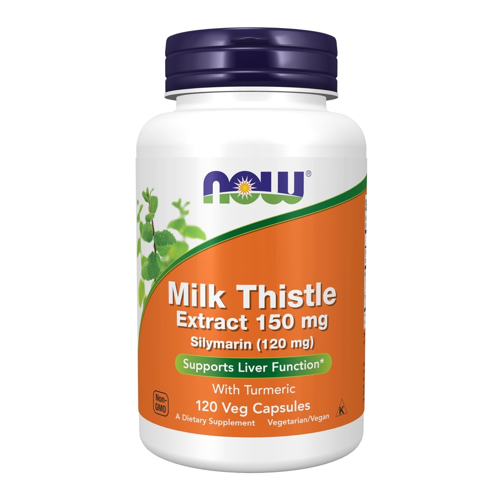 Now Foods Supplements, Silymarin Milk Thistle Extract 150 mg med gurkemeje, understøtter leverfunktion *, 120 Veg kapsler