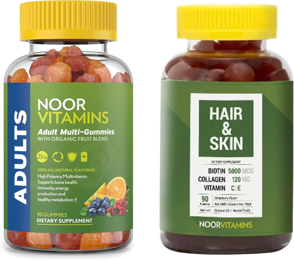 Noor Vitamin Voksen Gummy Bundle - Halal Vitamin Kosttilskud - 2 Flaske Værdi