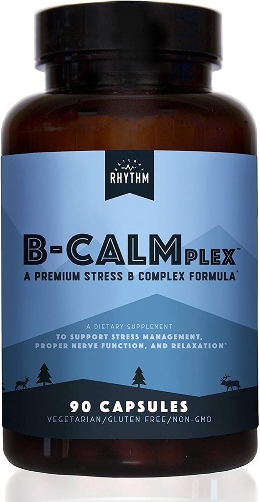 Naturlig Rhythm B- CALMplex, Unique B Vitamin Blend, B Complex understøtter korrekt nervefunktion og afslapning, 3 måneders forsyning, 90 kapsler