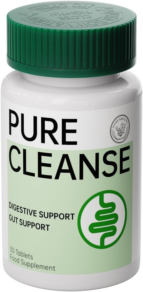 Pure Cleanse Tablet,Gut & Colon Detox,Relieve Constipation,Bloating,Bowel Cleanse,Digestive Support, Nature Herbal Formula,30 Heart-Shaped Tablet