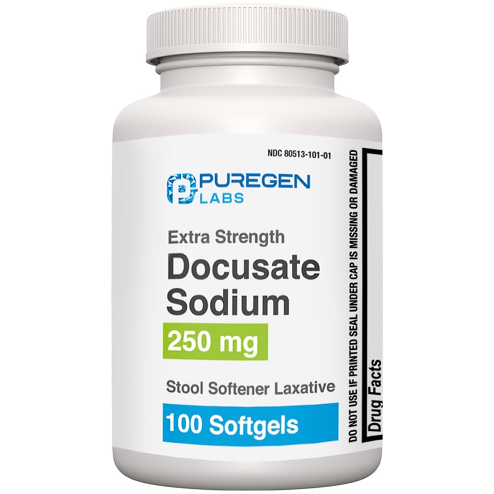 Puregen Labs Docusate Natrium 250 mg Afføringsmiddel Laxative