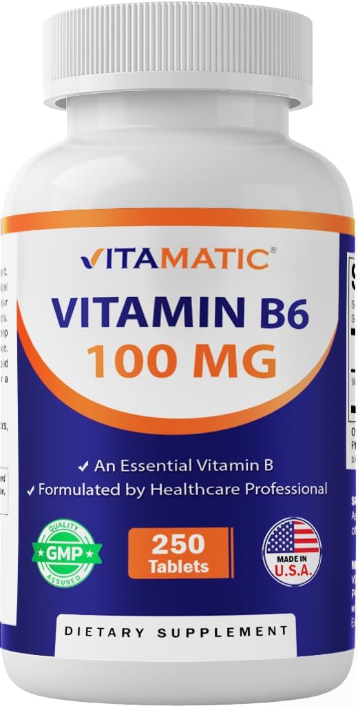 Vitamatisk vitamin B6 (Pyridoxin HCl) 100mg - 250 Vegetariske tabletter fremmer energiproduktion, øger Metabolisme og støtter immunforsvar *