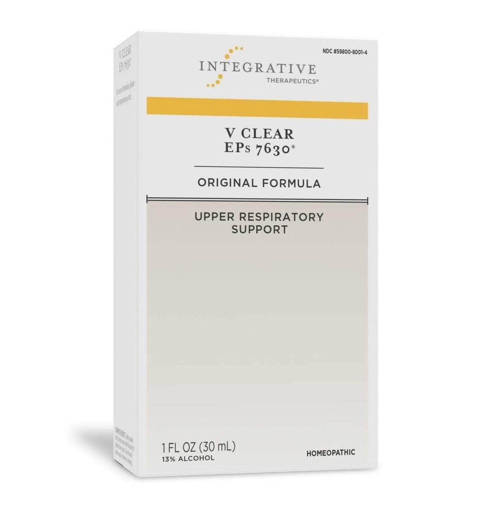 Integrative Terapeutics V Clear EPs 7630 Drops - Relief from Discomfort from Throat, Nasal & Bronchial Irritations - Øvre respiratorisk støtte under fælles kulde for børn 12 + og voksne - 1 fl oz