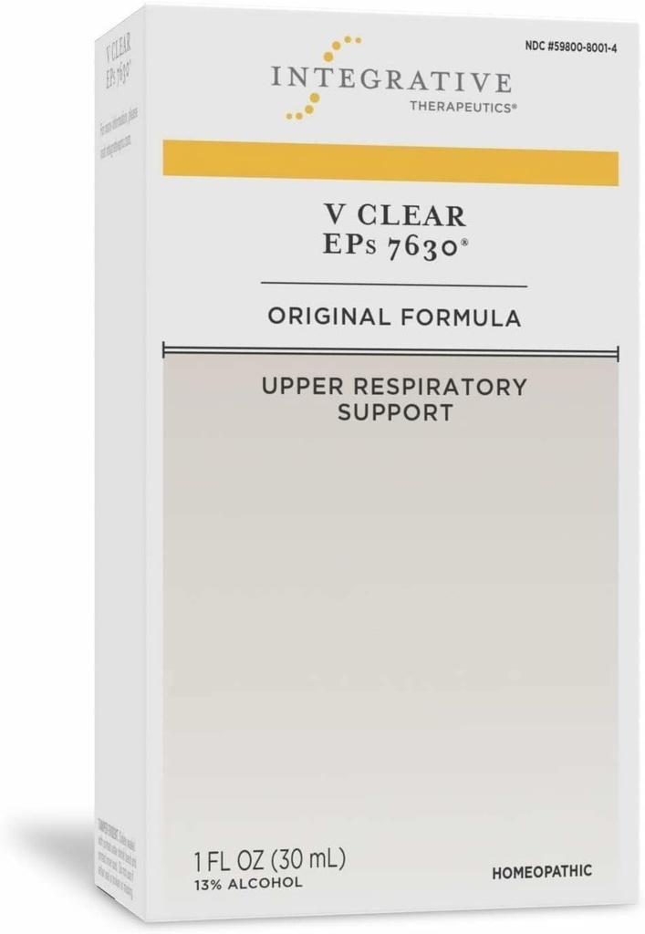 Integrative Terapeutics V Clear EPs 7630 Drops - Relief from Discomfort from Throat, Nasal & Bronchial Irritations - Øvre respiratorisk støtte under fælles kulde for børn 12 + og voksne - 1 fl oz