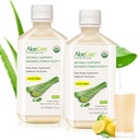 AloeCure USDA Organic Aloe Vera Juice Lemon Flavor - Made within 12 Timer of Høst - Natural fordøjelsestillæg for Balanceret Mavesyre - Støtte fordøjelse og immunforsvar, 2 Btls x 16.7oz