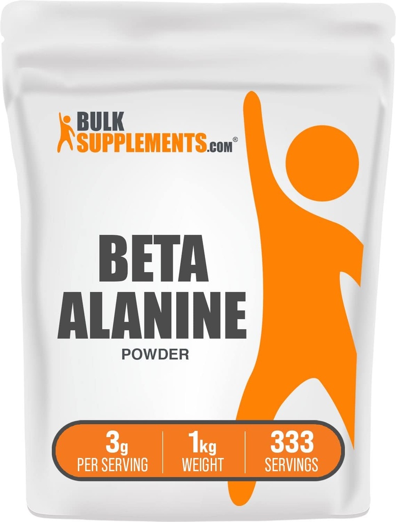 BulkSupplements.com Beta Alanine Powder - Beta- Alanine Supplement, Pre- Workout Supplement - Unflavored & Gluten Free, 3g per Serving, 1kg (2.2 lbs) (Pack of 1)