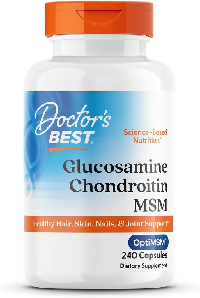 Doctor 's Best Glucosamin Chondroitin Msm med OptiMSM kapsler, understøtter sund fælles struktur, funktion & komfort, non-GMO, gluten fri, soja fri, 240 greve (pakke med 1)