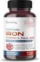 Liposomalt jern med C-vitamin, folinsyre, B12, B6, B1 - Support Energy & Red Blood Cell Formulering - genert formel - 180 kapsler - Non-GMO, Gluten- fri - Made in USA *