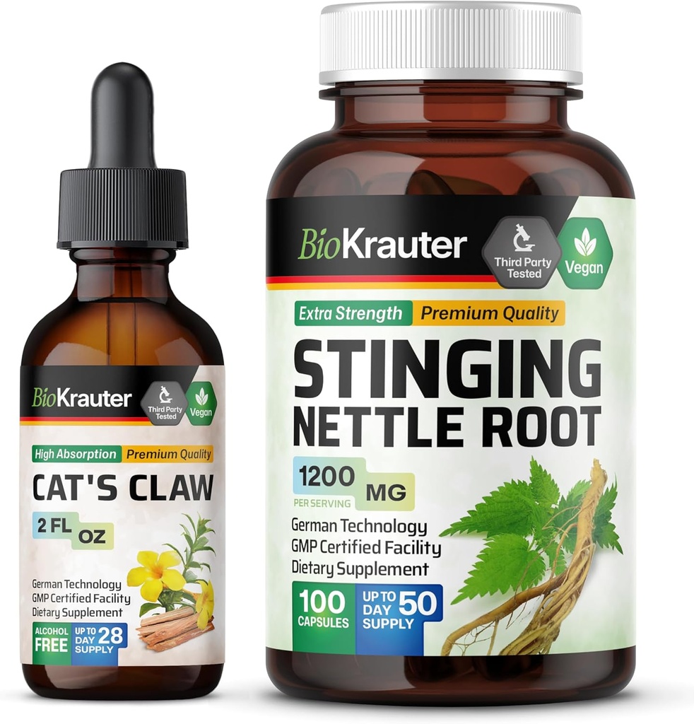 BIO KRAUTERCats Claw Tincture 2 Fl. Oz. & Stinging Nettle 100 Kapsler