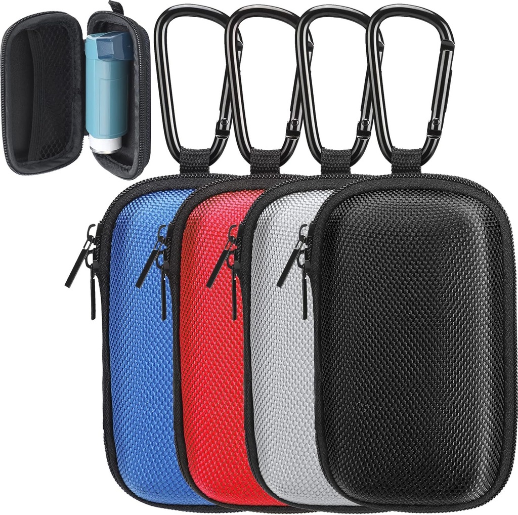 Woanger 4 Pcs Hørestøtte Sag Hard Astma Inhaler Holder Rejse Hørestøtte Sag Earbud Portable Zipper Carry Holder med Mesh Pocket til Inhaler Carrying Aid Andet tilbehør fra støv og snavs