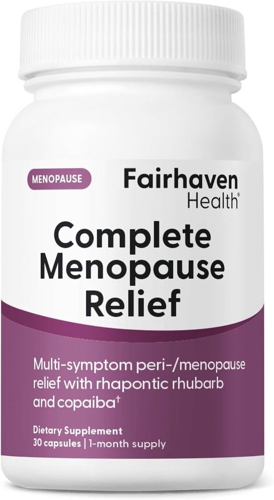 Fairhaven Health Complete Menopause Relief • 124; Nonhormonal Menopause Supplement for kvinder • 124; Relief from Hot Flashs, Night Sweats and Mood Swings • 124; Gluten, Dairy, Soy Free • 124; Non- GMO • 124; 30 Kapsler