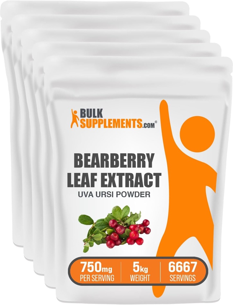 Bulkadditions.com Bearberry Leaf Extract Powder - Uva Ursi Extract, Bearberry Supplement, Bearberry Leaf Powder - Vegan & Gluten Free, 750mg per Serving, 5kg (11 lbs) (Pack of 5)