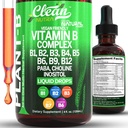 Vitamin B Complex Liquid Drops - 124; Thiamin B1, B6, B2, B3, B4, B5, B7 B9, B12, Niacinamid, Paba, Cholin Inositol Taurine Probiotika Beet Root Spirulina - Plant- B Vitamin Kosttilskud af ren Nutra