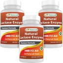 Bedste Naturals, Hurtig virkende Lactase Enzyme, 3000 FCC ALU, 180 tabletter (180 greve (pakning med 3))