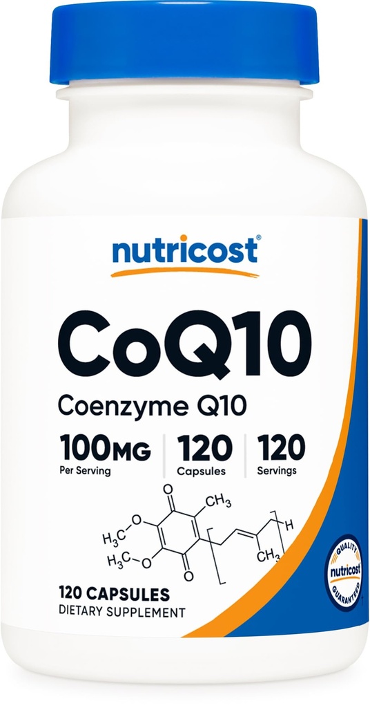Nutricost CoQ10 100mg, 120 vegetariske kapsler, 120 Servering - Høj Absorption, Vegetarisk, Non- GMO, Coenzym Q10