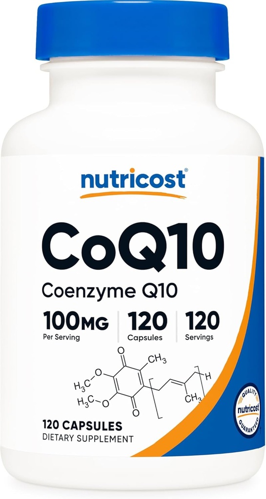 Nutricost CoQ10 100mg, 120 vegetariske kapsler, 120 Servering - Høj Absorption, Vegetarisk, Non- GMO, Coenzym Q10