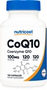 Nutricost CoQ10 100mg, 120 vegetariske kapsler, 120 Servering - Høj Absorption, Vegetarisk, Non- GMO, Coenzym Q10