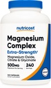 Nutricost Magnesium Complex Extra Strength 500mg, 240 Capsules - Magnesium Oxide, Citrate, and Glycinate - Gluten Free and Non-GMO