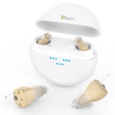 BEVI 12 Channel Digital hørelse hjælpemidler med opladning sag, Genopladelige hørelse hjælpemidler til seniorer voksne, Hørelse hjælpemidler til seniorer Genopladelig med støj aflysning, OTC Usynlig hørestøtte Beige